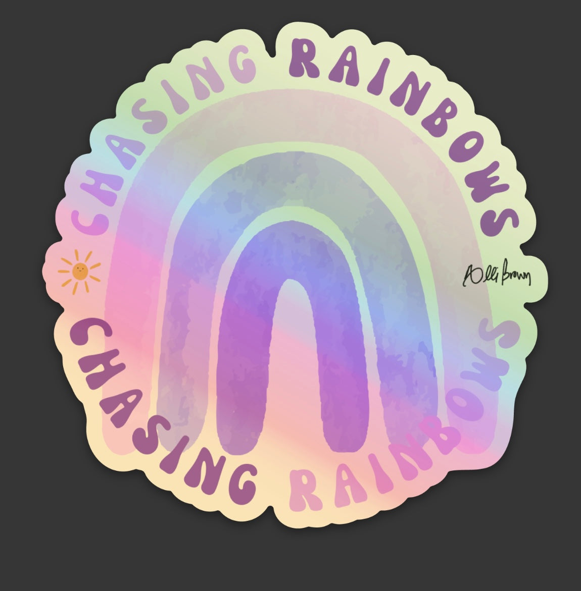 Holographic Chasing Rainbows Sticker