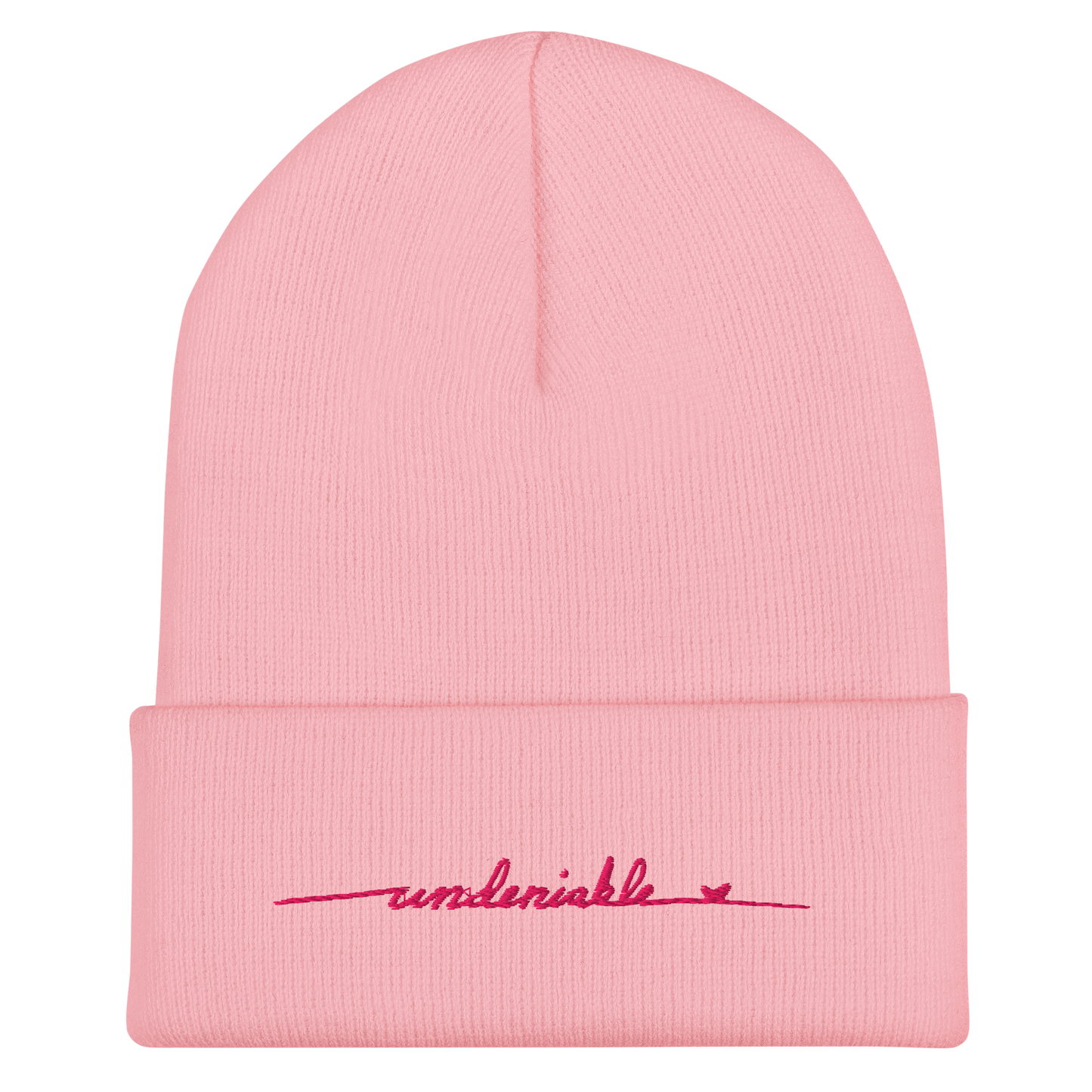 Pink "Undeniable" Embroidered Beanie