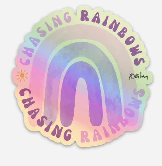 Holographic Chasing Rainbows Sticker