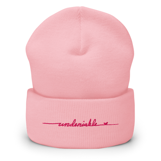 Pink "Undeniable" Embroidered Beanie